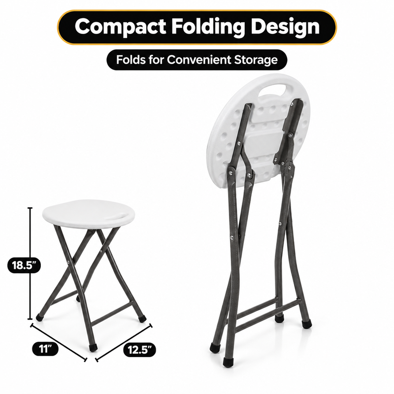 Folding Stool with Metal Frame – Indoor & Outdoor Seating - 2