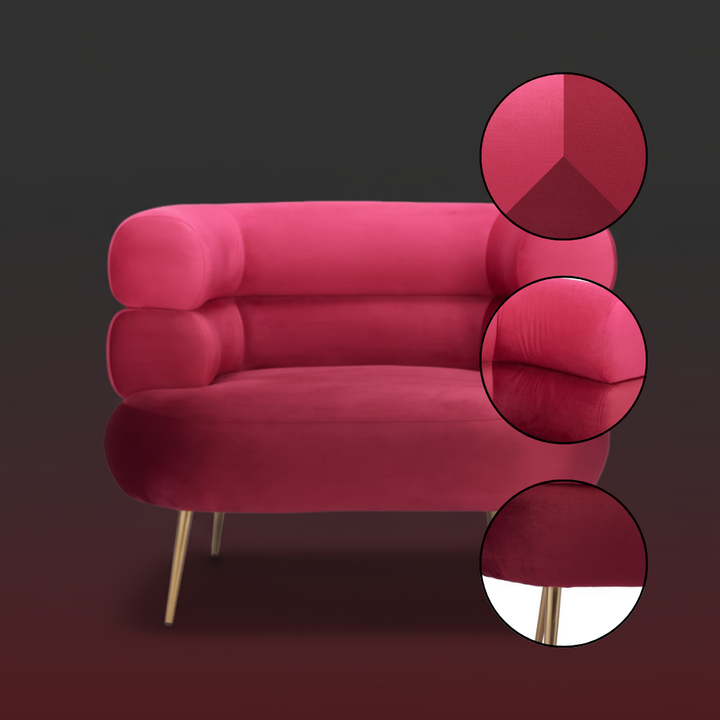 Arish Accent Chair Red – Luxurious Velvet Upholstery with Gold Electroplated Legs | Contemporary Living Room Furniture | Trufairs
