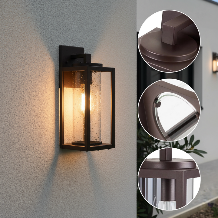 Outdoor Wall Light – Weather-Resistant Exterior Lighting Fixture, Black Finish, Glass Cover, Durable Metal Housing | Trufairs