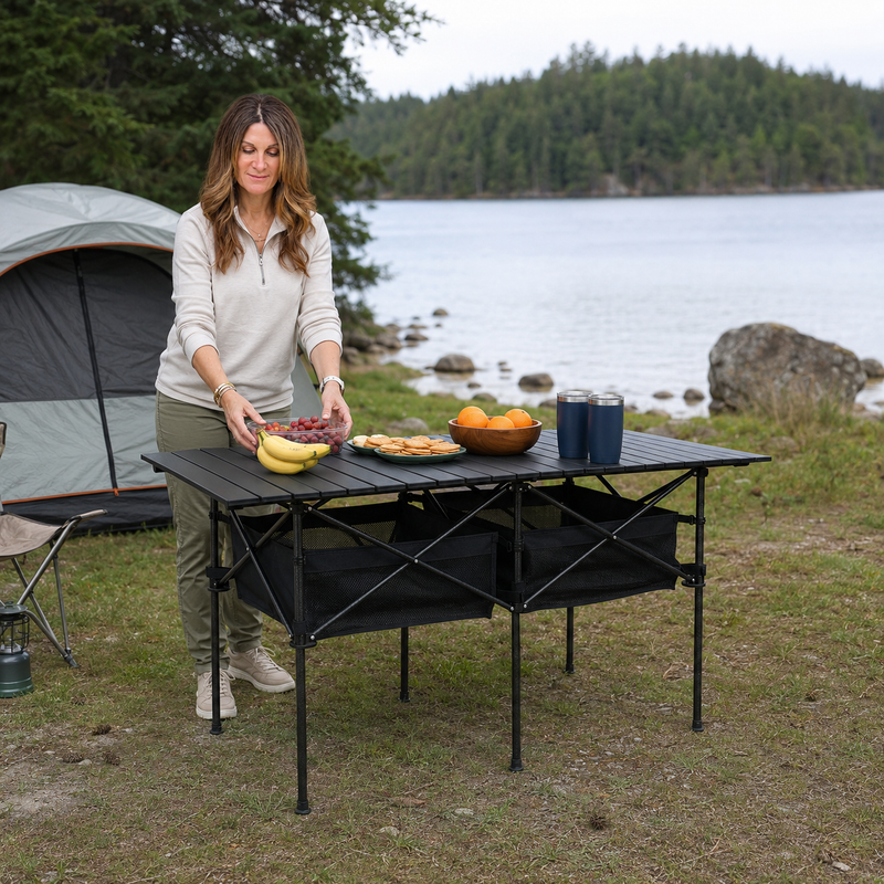 Aluminum Folding Camping Table – Portable Roll-Up with Carry Bag - 2