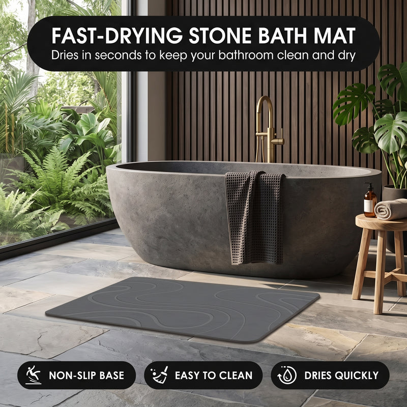 STONE BATH MAT – QUICK-DRY DIATOMACEOUS EARTH SHOWER MAT - 2