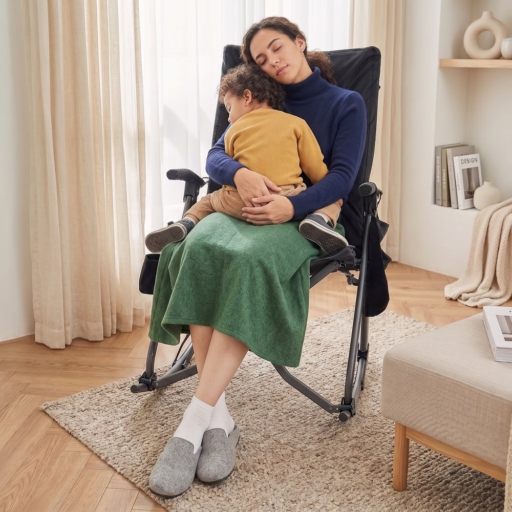 Oversized Folding Rocking Camping Chair with Padded Comfort & Portable Design - 2