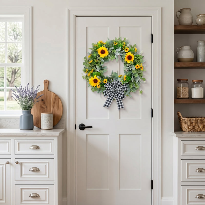 SUNFLOWER WREATH FOR FRONT DOOR – SUMMER FLORAL PORCH DÉCOR - 2