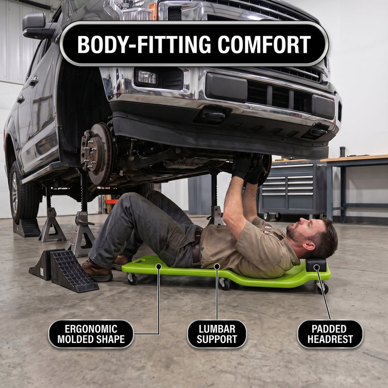 Low Profile Rolling Garage Creeper - Mechanic Creeper with Padded Headrest & Tool Trays, Under Car Roller for Automotive Repair, Rolling Car Creeper - 2