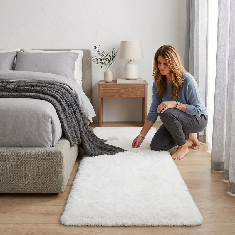 Faux Rabbit Fur Shaggy Rug – Ultra Soft Fluffy Machine Washable Area Rug for Bedroom, Living Room & Teen Room - 2