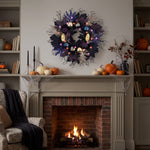 HALLOWEEN WREATH WITH LIGHTS FOR FRONT DOOR – PRE-LIT PUMPKIN, WITCH & GOTHIC PORCH DÉCOR - 2