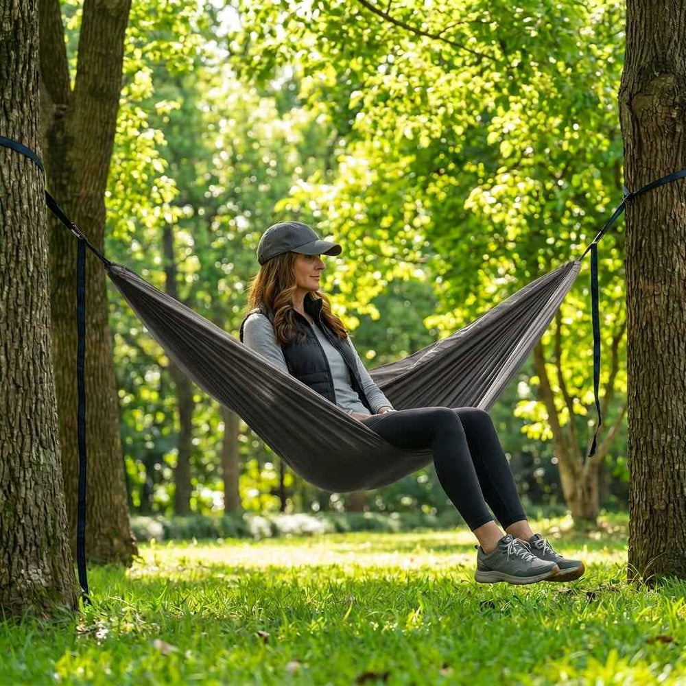 DOUBLE CAMPING HAMMOCK WITH REVERSIBLE BUG NET – 2 PERSON, 660 LB