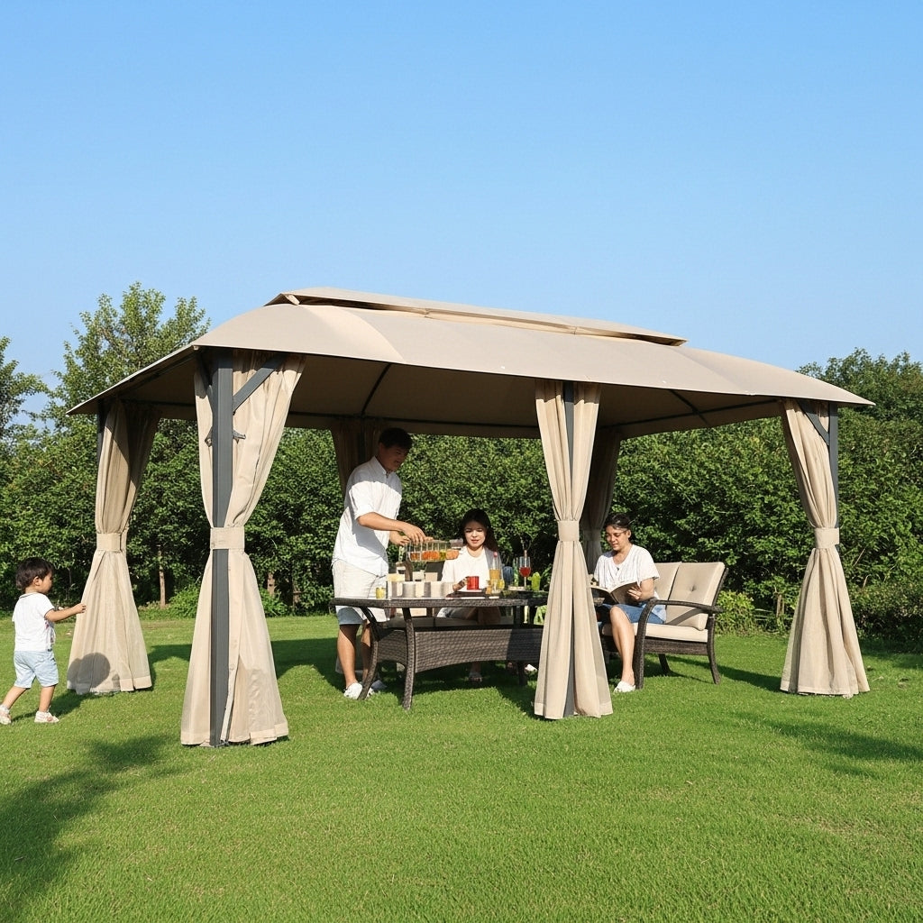 Exclusive Gazebo 10' x 20' - Premium Outdoor Double Roof Party Tent with Heavy Duty Metal Frame