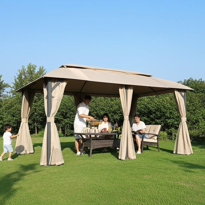 Exclusive Gazebo 10' x 20' - Premium Outdoor Double Roof Party Tent with Heavy Duty Metal Frame