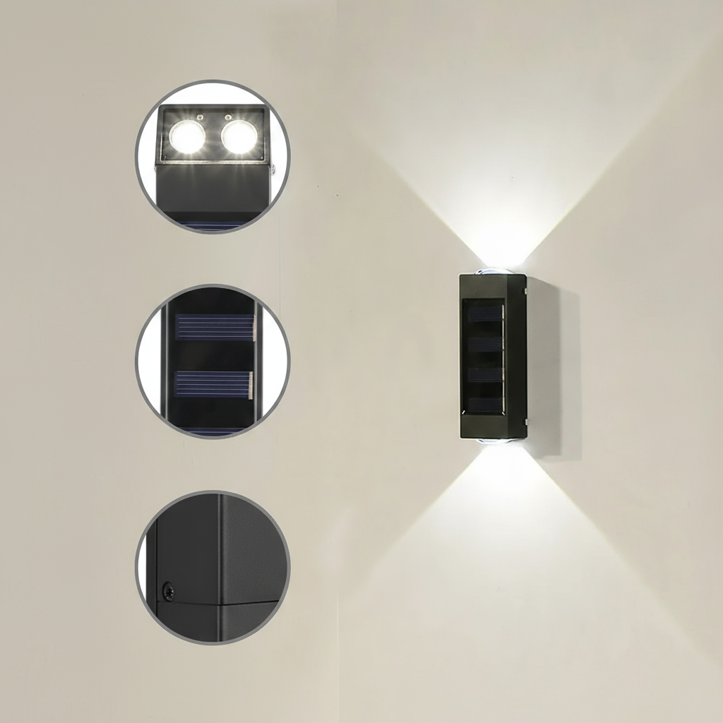 12pcs Outdoor Solar Wall Lights Up and Down Solar Light IP65 Waterproof Solar Lights for Outdoor Garden – Bright Dual-Beam Design for Elegant Ambiance | Solar Wall Lights | Trufairs