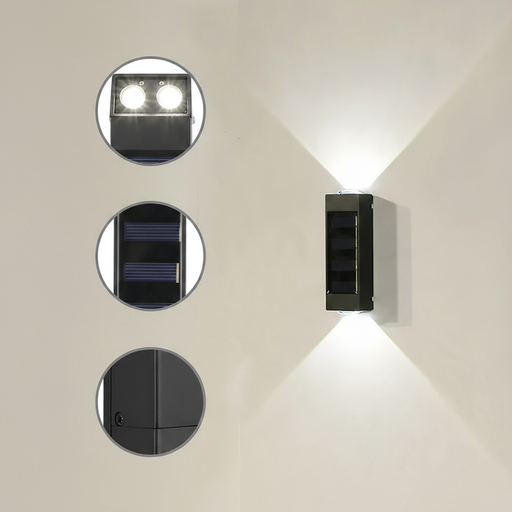 12pcs Outdoor Solar Wall Lights Up and Down Solar Light IP65 Waterproof Solar Lights for Outdoor Garden – Bright Dual-Beam Design for Elegant Ambiance | Solar Wall Lights | Trufairs