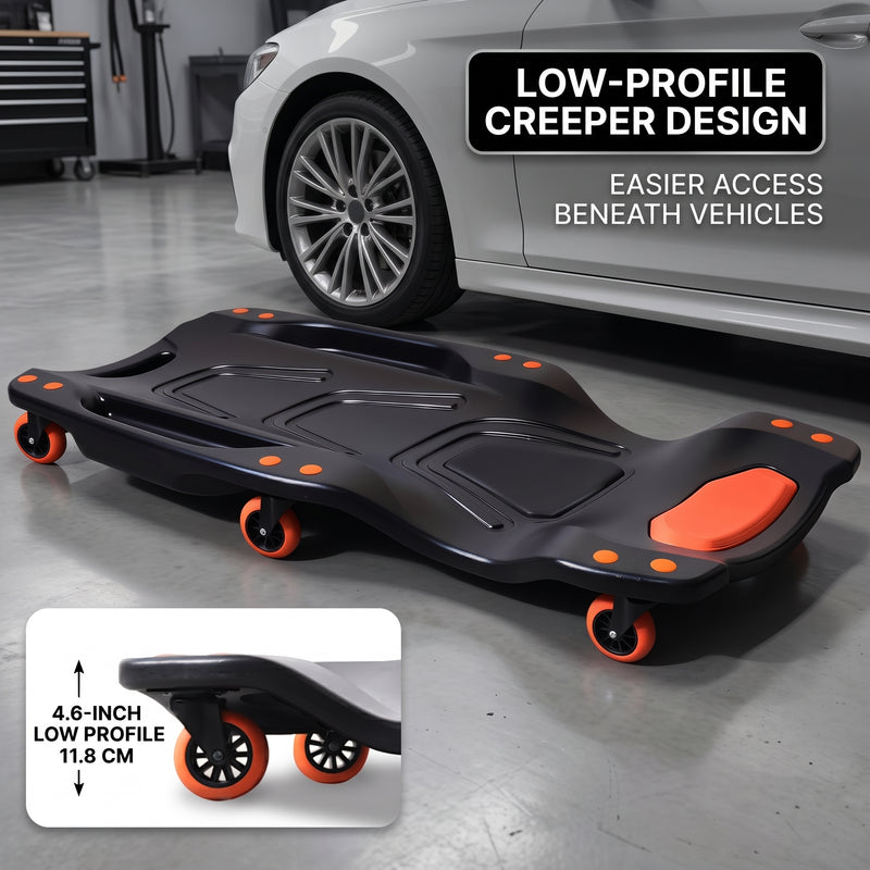 Low Profile Rolling Garage Creeper - Mechanic Creeper with Padded Headrest & Tool Trays, Under Car Roller for Automotive Repair, Rolling Car Creeper - 2
