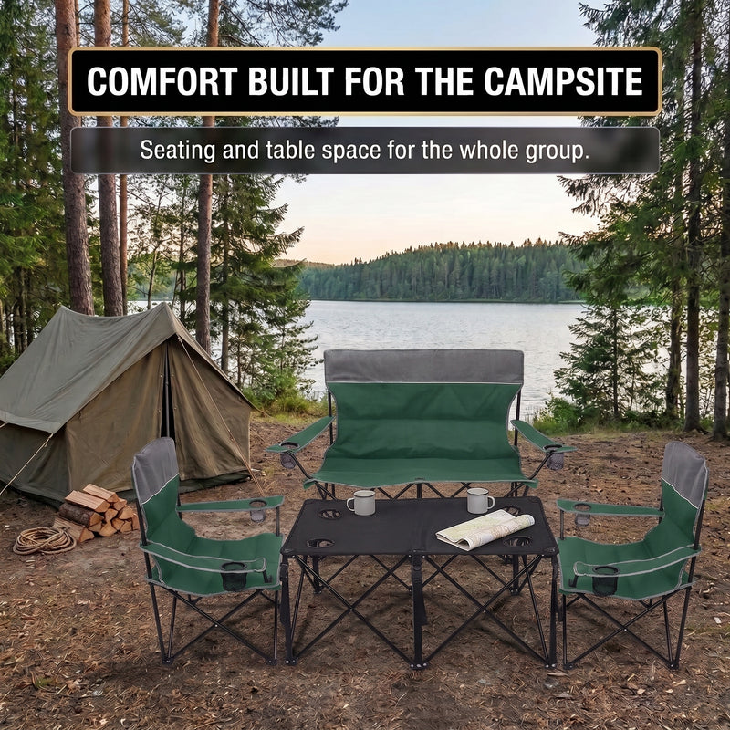 Outdoor 4-Piece Folding Chair and Table Set – Perfect for Camping and Picnics - 2