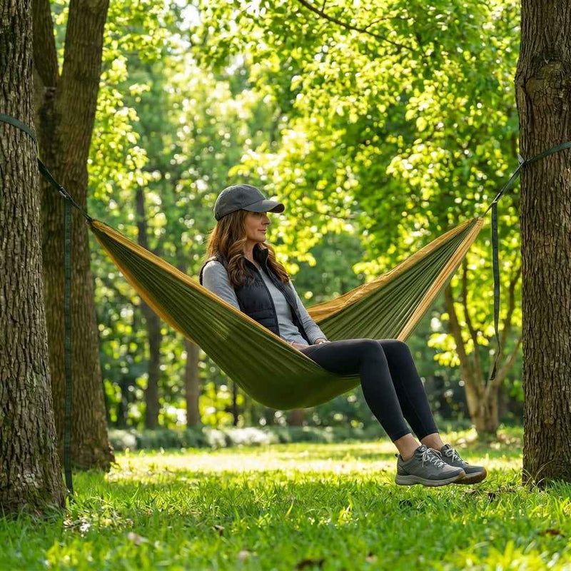 SOLO LIGHTWEIGHT POP-UP HAMMOCK WITH MOSQUITO NET – 1-PERSON CAMPING, 500 LB