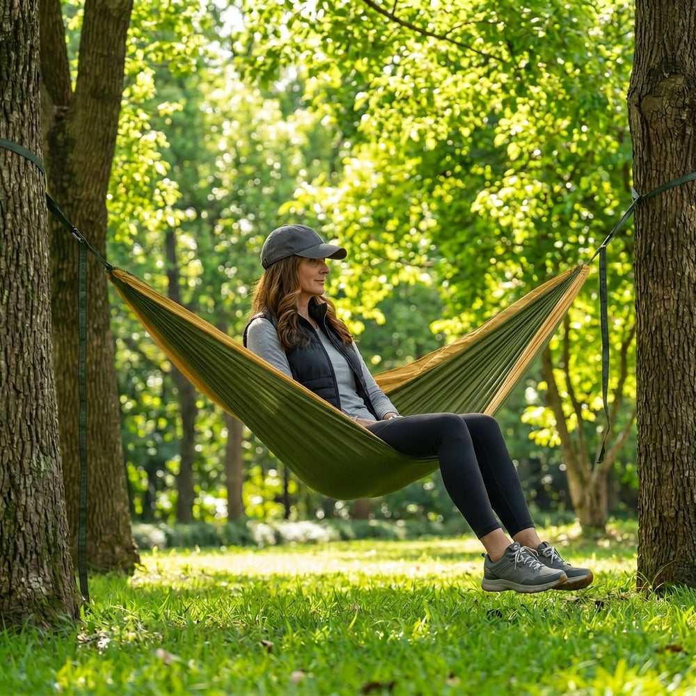 Over 600lbs Hammock, 1-2 person, Nylon with Mosquito Net - 2