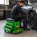 Mobile Mechanic Toolbox Seat with Drawers - Rolling Mechanic Stool with Sliding Tool Tray, Shop Stool with Wheels for Garage & Workshop, Auto Repair - 2