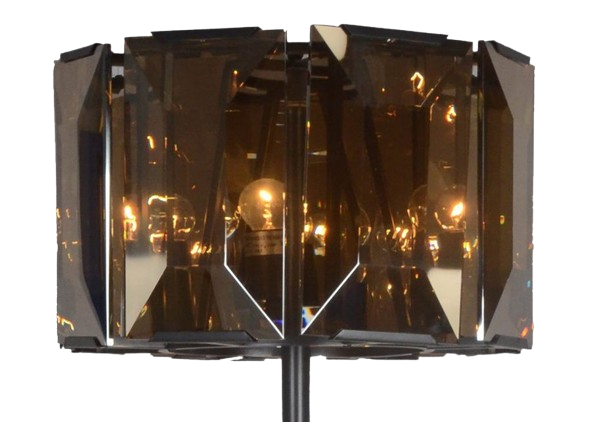68" Dark Bronze Floor Lamp With Amber Solid Color Beveled Glass Drum Shade