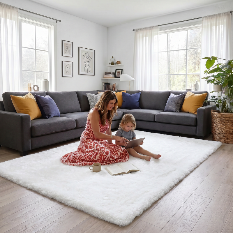 Faux Rabbit Fur Shaggy Rug – Ultra Soft Fluffy Machine Washable Area Rug for Bedroom, Living Room & Teen Room - 2