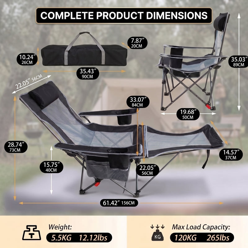 Premium Reclining Outdoor Camping Chair – Adjustable Comfort Seat - 2