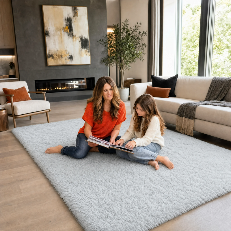 Faux Rabbit Fur Shaggy Rug – Ultra Soft Fluffy Machine Washable Area Rug for Bedroom, Living Room & Teen Room - 2