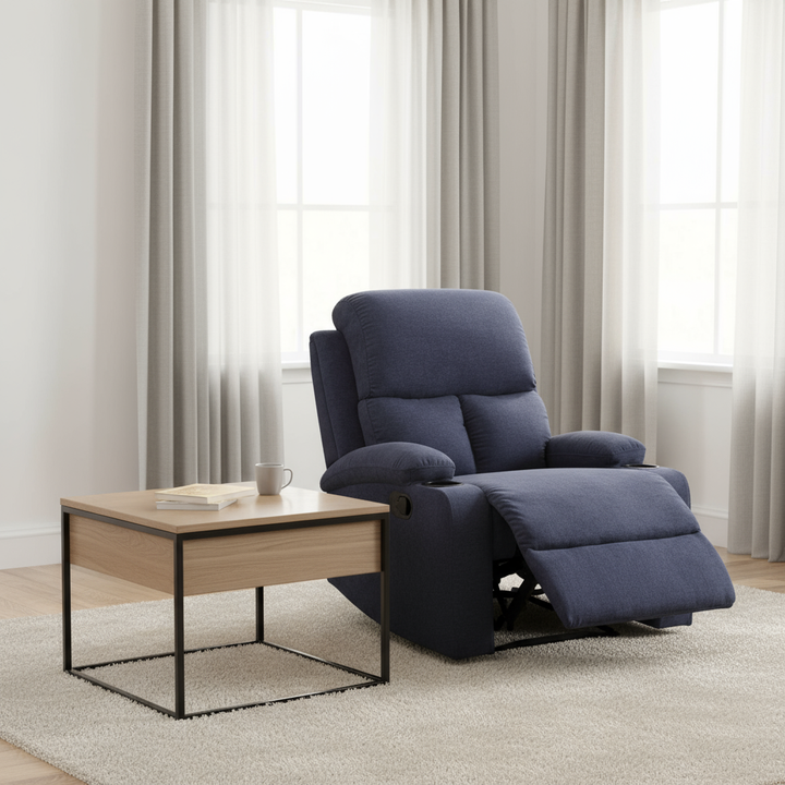 32" Blue Linen Recliner