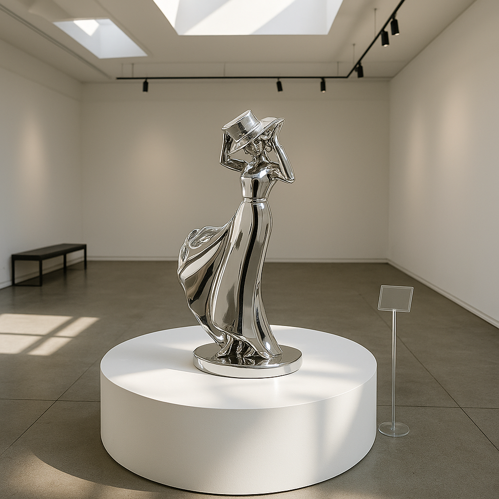 Exclusive Solange Sculpture Chrome - Premium 24" Handmade Resin Art Collection