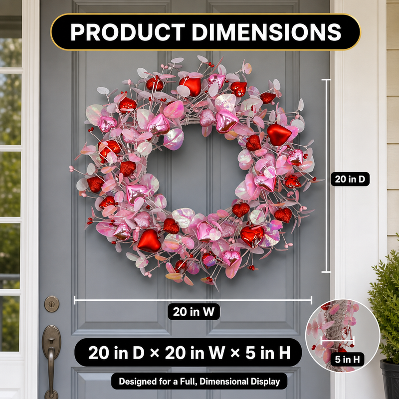 VALENTINE WREATHS FOR FRONT DOOR – HEART & BERRY FLORAL WREATH FOR VALENTINE’S DAY DÉCOR - 2