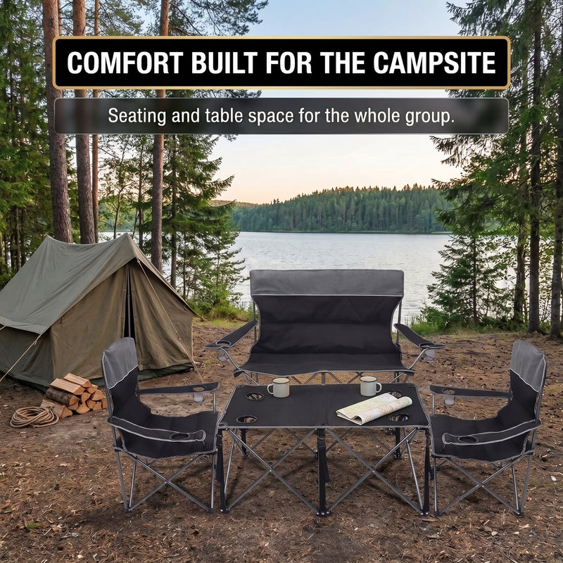 Outdoor 4-Piece Folding Chair and Table Set – Perfect for Camping and Picnics - 2