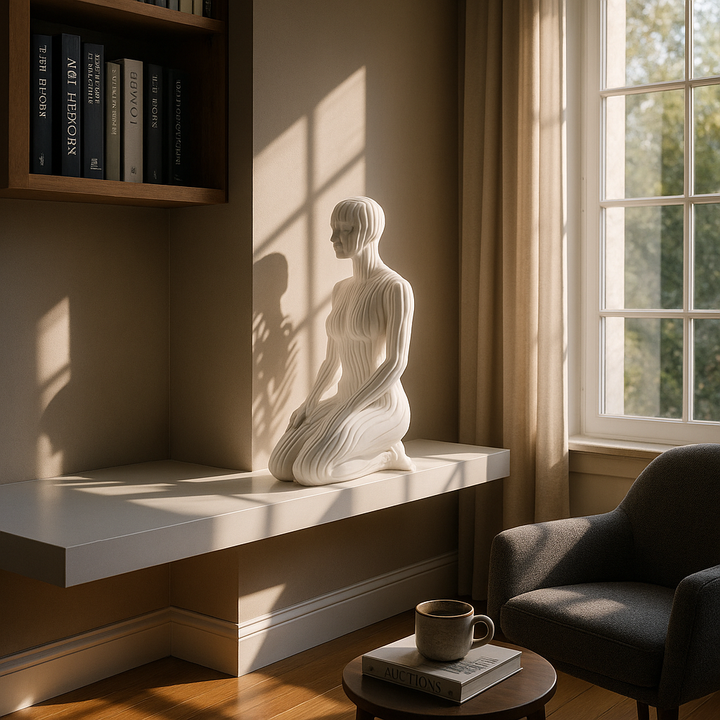 Exclusive Woman Pixel Matte White Sculpture - Premium 14" Contemporary Digital Art Collection
