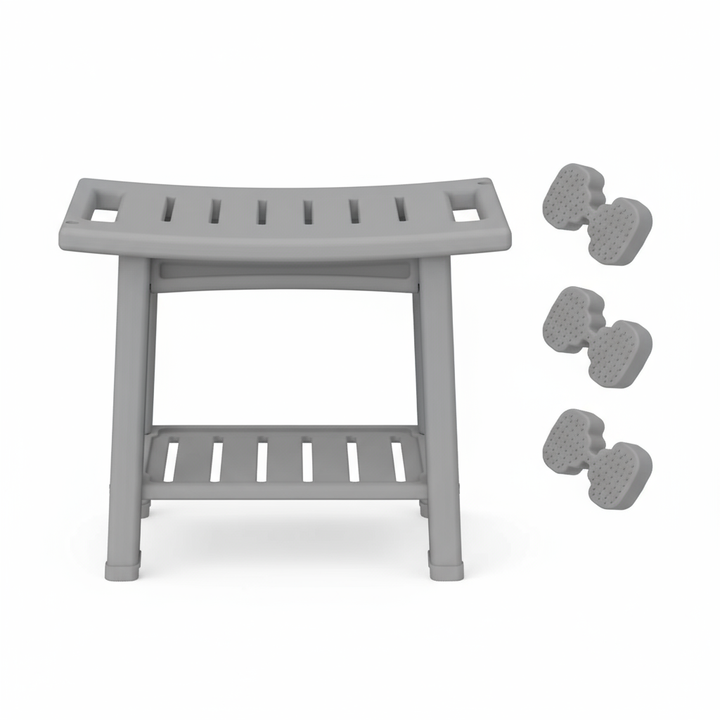 Waterproof Multipurpose Shower Bench Stool with Storage Shelf | Trufairs