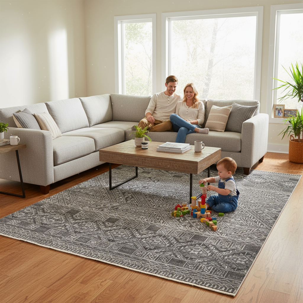 6' X 9' Gray And Ivory Geometric Hand Knotted Area Rug