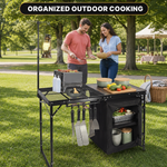 Camping Portable Cook Station/Kitchen Table, Folding Outdoor Cooking Table with Storage - 2