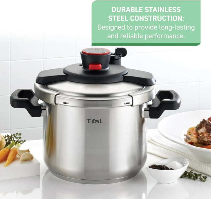 Clipso Stainless Steel Pressure Cooker 8 Quart, Induction Compatible, Secure locking System, One Hand System