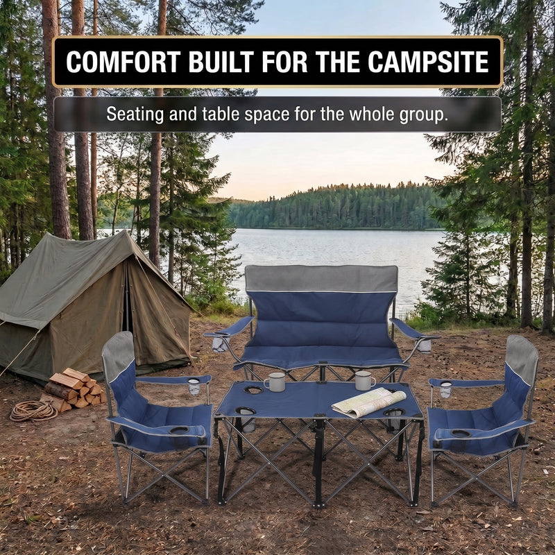 Outdoor 4-Piece Folding Chair and Table Set – Perfect for Camping and Picnics - 2
