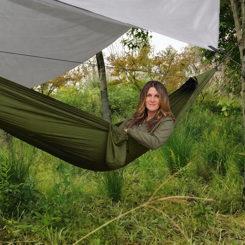 2-Person Camping Hammock with Mosquito Net & Rain Fly – Portable Outdoor Hammock Set (500lbs Capacity) - 2