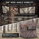 Silent Pop Up Hunting Blind with 270° See Through View – Waterproof Camo Ground Blind Tent for Turkey and Deer Hunting, 1-7 Person Capacity - 2