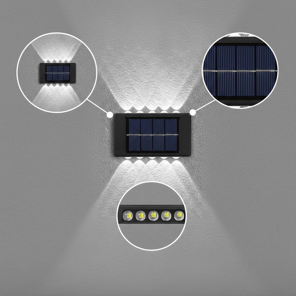 12pcs Outdoor Solar Wall Lights Up and Down Solar Light IP65 Waterproof Solar Lights for Outdoor Garden – Bright Dual-Beam Design for Elegant Ambiance | Solar Wall Lights | Trufairs