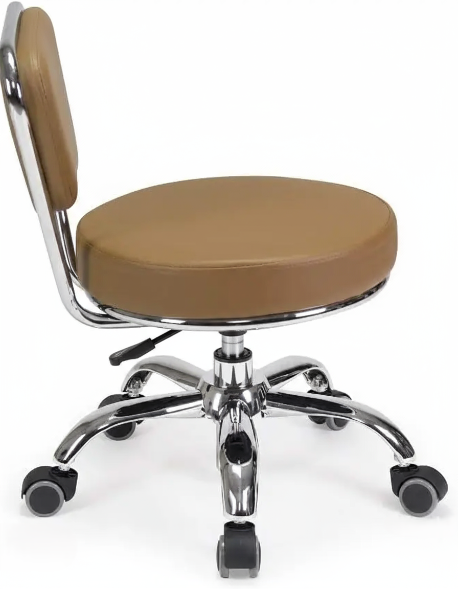 Nordic Short Stool Adjustable 13-15 Rolling Pneumatic, Paded Shower Bench Back-Support