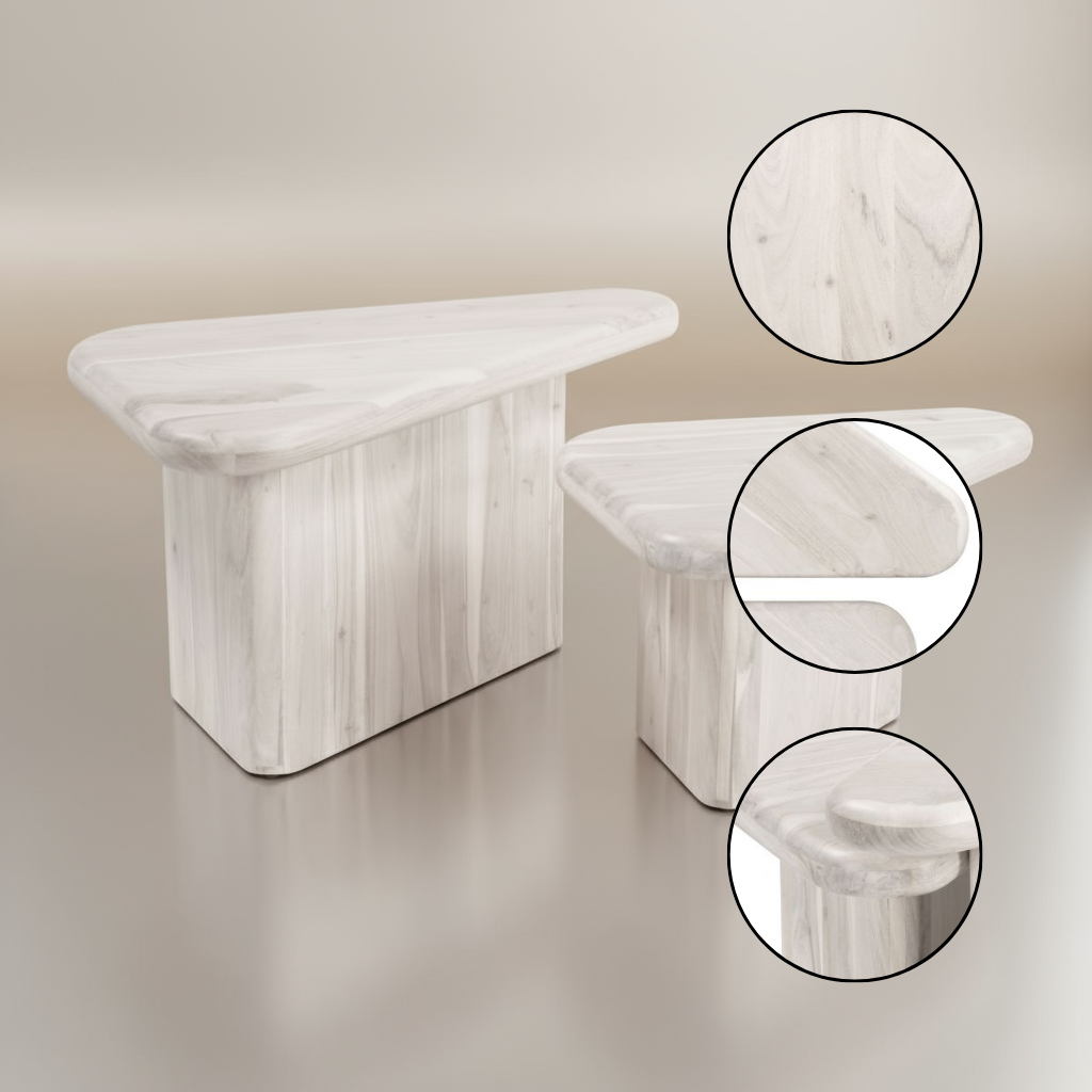 Navidic Coffee Table Set Whitewashed – 2-Piece Boho Acacia Nesting Coffee Tables | Natural Living Room Furniture | Trufairs