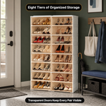 Foldable Shoe Cabinet with Doors – Slim Entryway Shoe Storage Organizer - 2