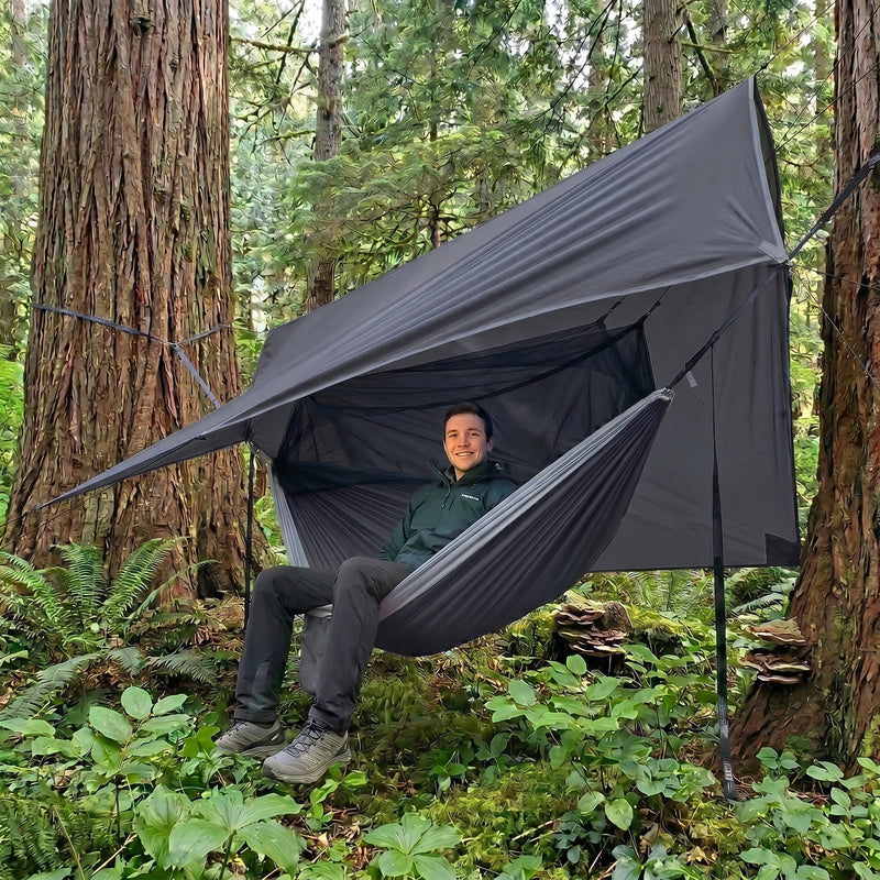 Over 600lbs Hammock, 1-2 person, Nylon with Mosquito Net - 2