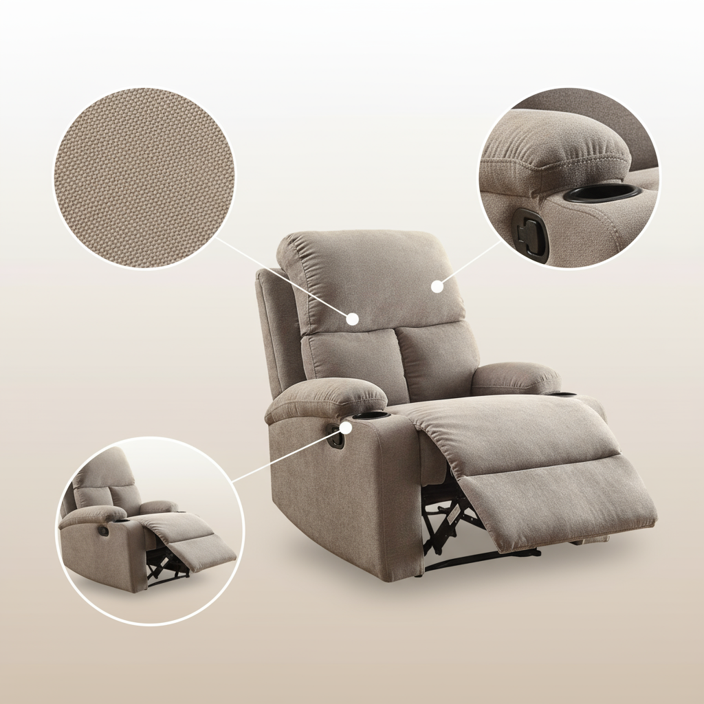 32" Blue Linen Recliner