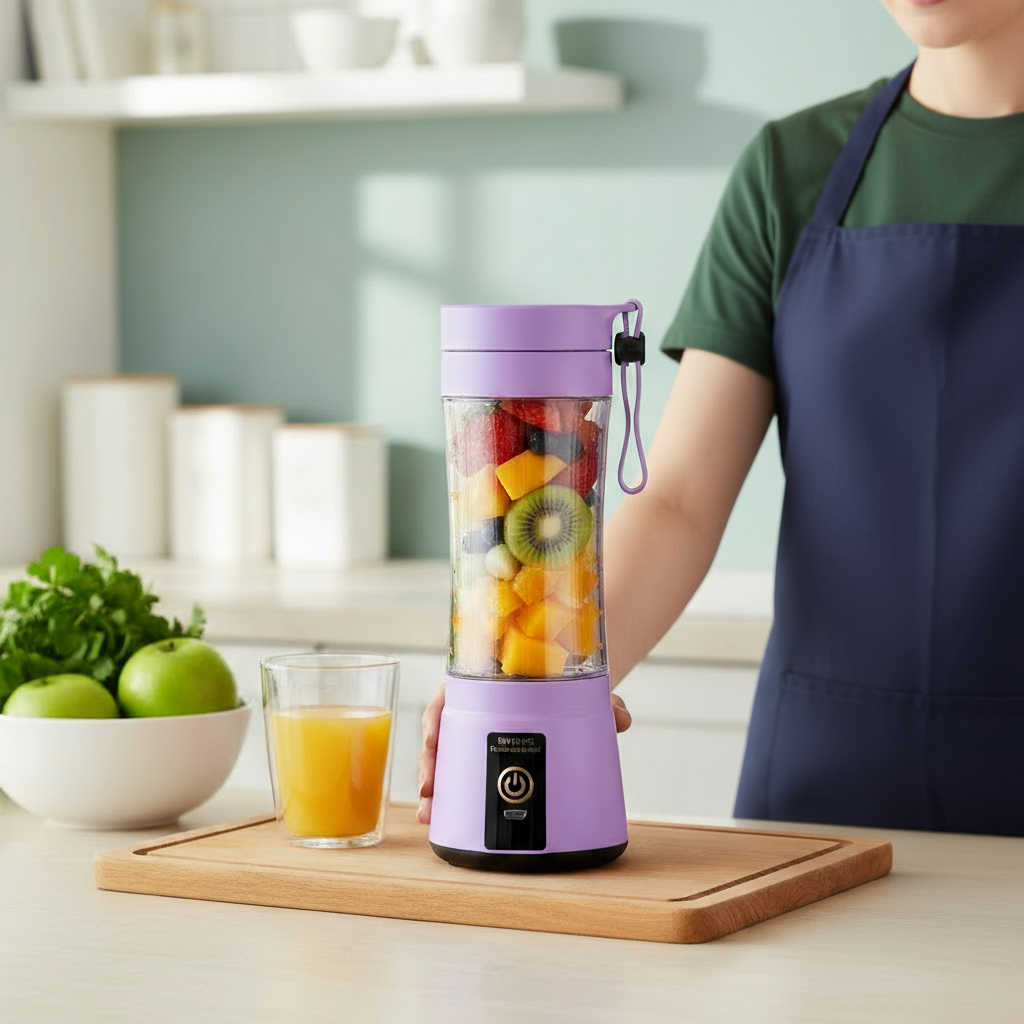 1pc 380ML Portable Blender With 6 Blades Rechargeable USB ; Personal Size Blender For Shakes And Smoothies; Traveling Fruit Veggie Juicer Cup