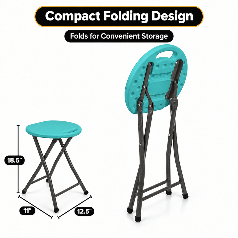 Folding Stool with Metal Frame – Indoor & Outdoor Seating - 2