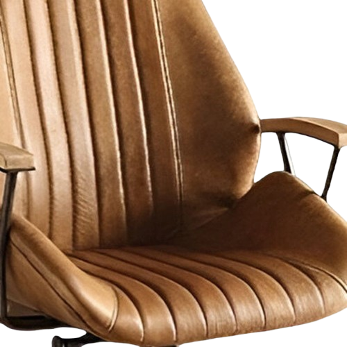 Coffee and Black Adjustable Swivel Faux Leather Rolling Office Chair