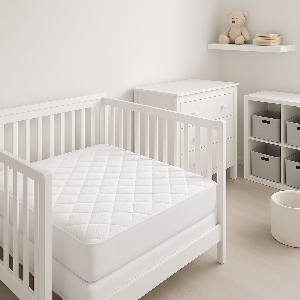 Premium Waterproof Bamboo Terry Crib Mattress Protector - Ultra-Soft 5" Deep Pocket Cover with Silent Protection