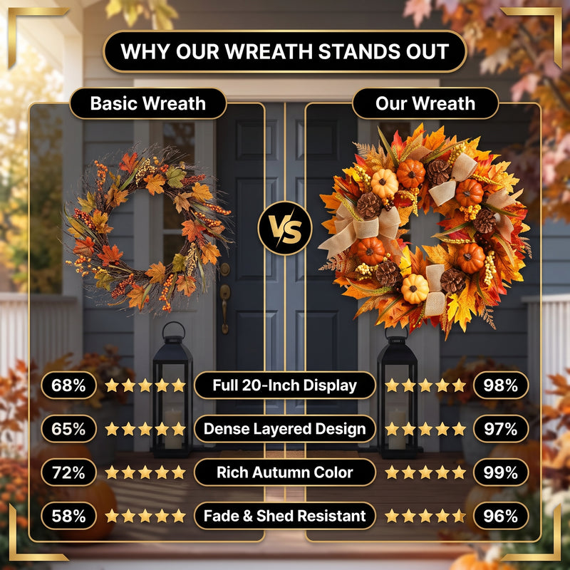 PUMPKIN WREATH FOR FRONT DOOR – FALL FARMHOUSE DÉCOR - 2