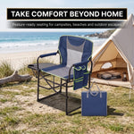Camping Directors Chair, Heavy Duty,Oversized Portable Folding Chair with Side Table, Pocket for Beach, Fishing,Trip,Picnic,Lawn Blue - 2