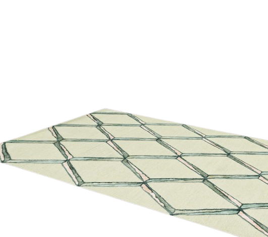 12' X 15' Cream And Aqua Wool Geometric Hand Tufted Area Rug