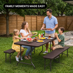 6 FT Folding Picnic Table with Benches - 2